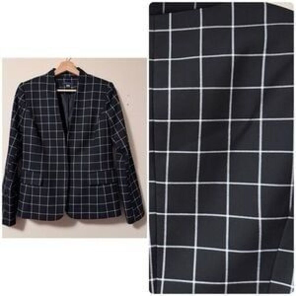 Tommy Hilfiger Windowpane Blazer Skirt Suit Set Size 0 2